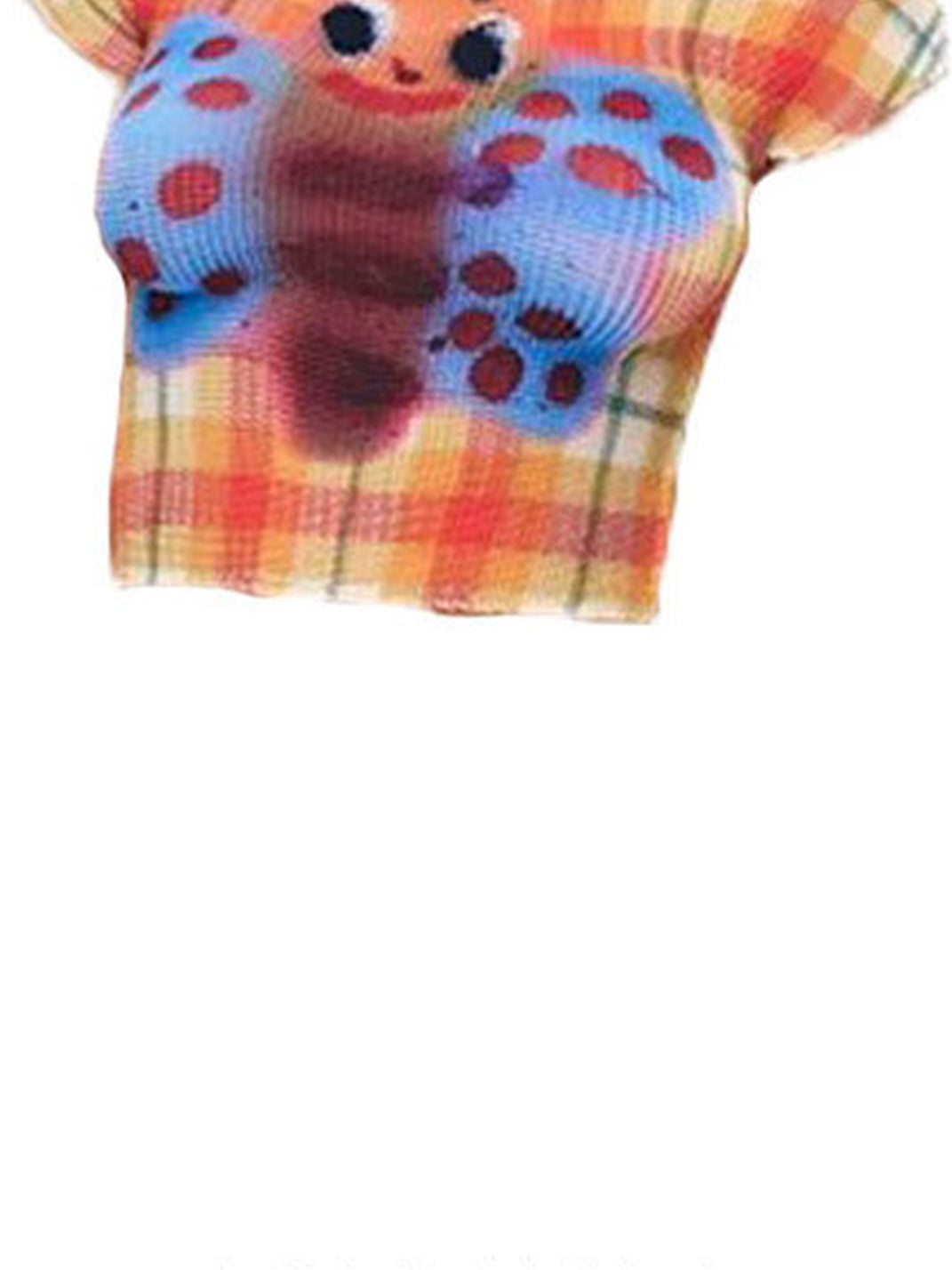 BAYUE Plaid Butterfly Graphic T-shirt - view 4