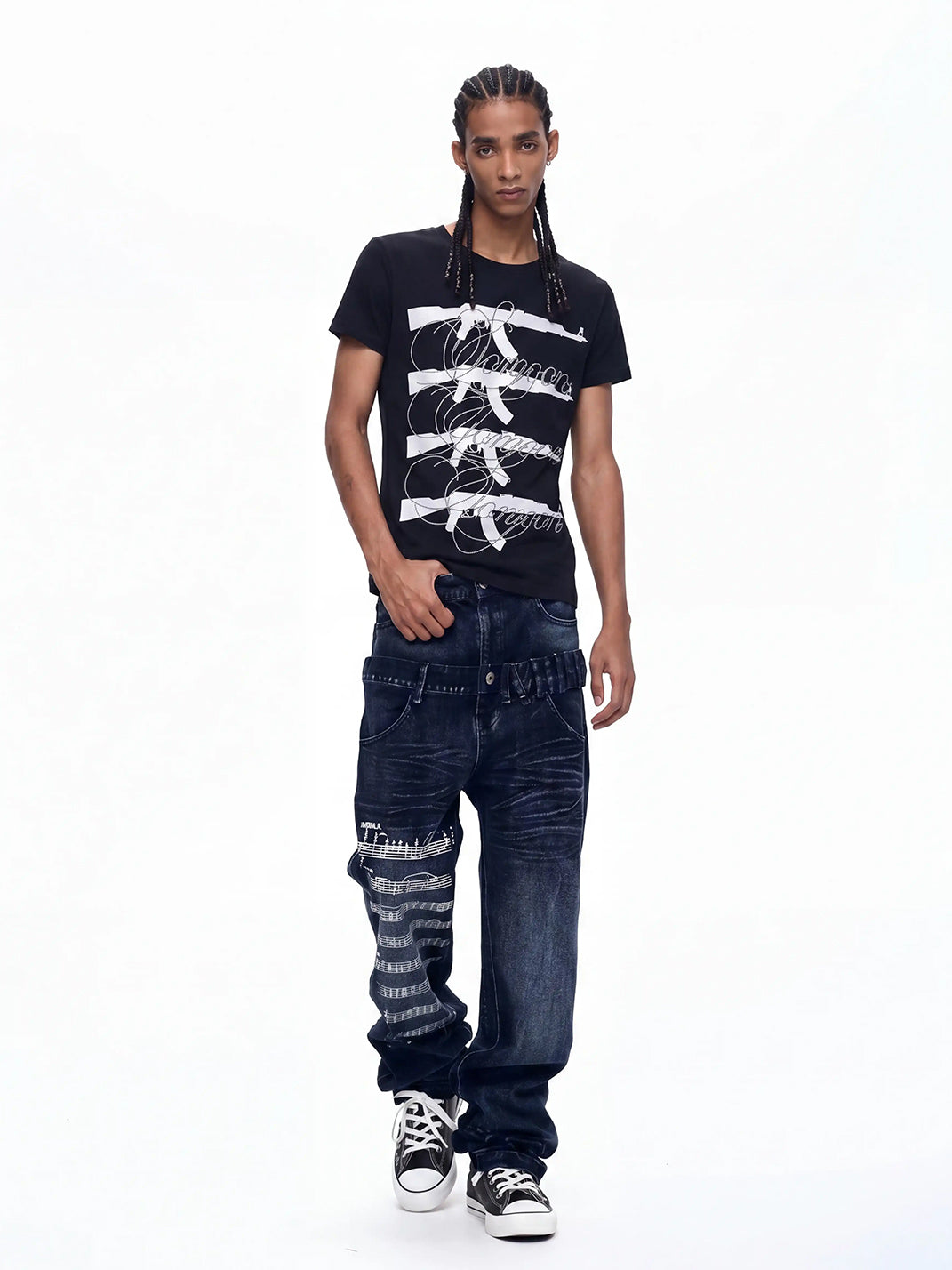 Fourth3ex Rhinestone AK Graphic T-Shirt - view 4