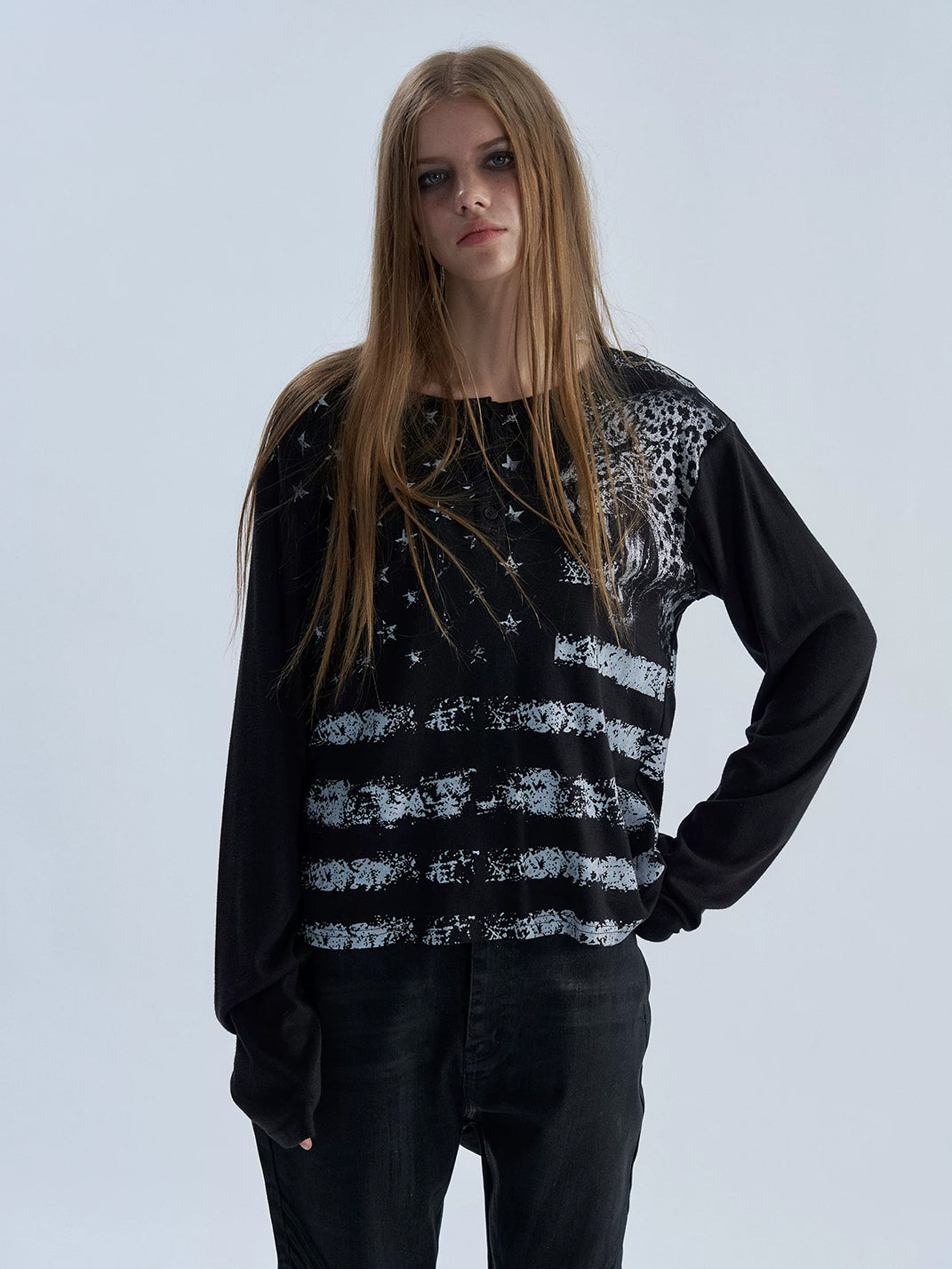 PAIKI Vintage Leopard Henley Long Sleeve Shirt - view 4