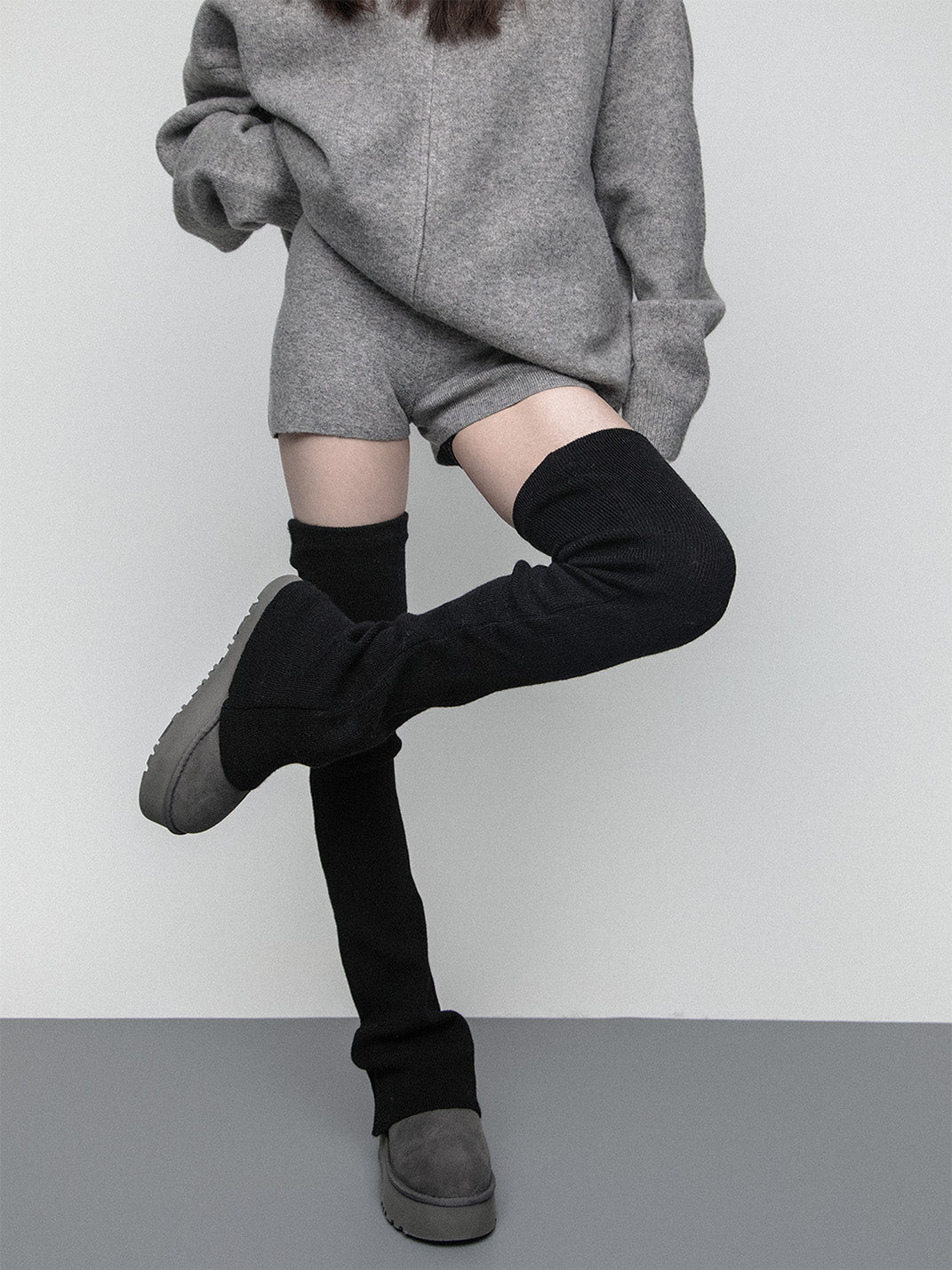 SS2L Cozy Stretch Knit Flared Thigh High Leg Warmers - view 4