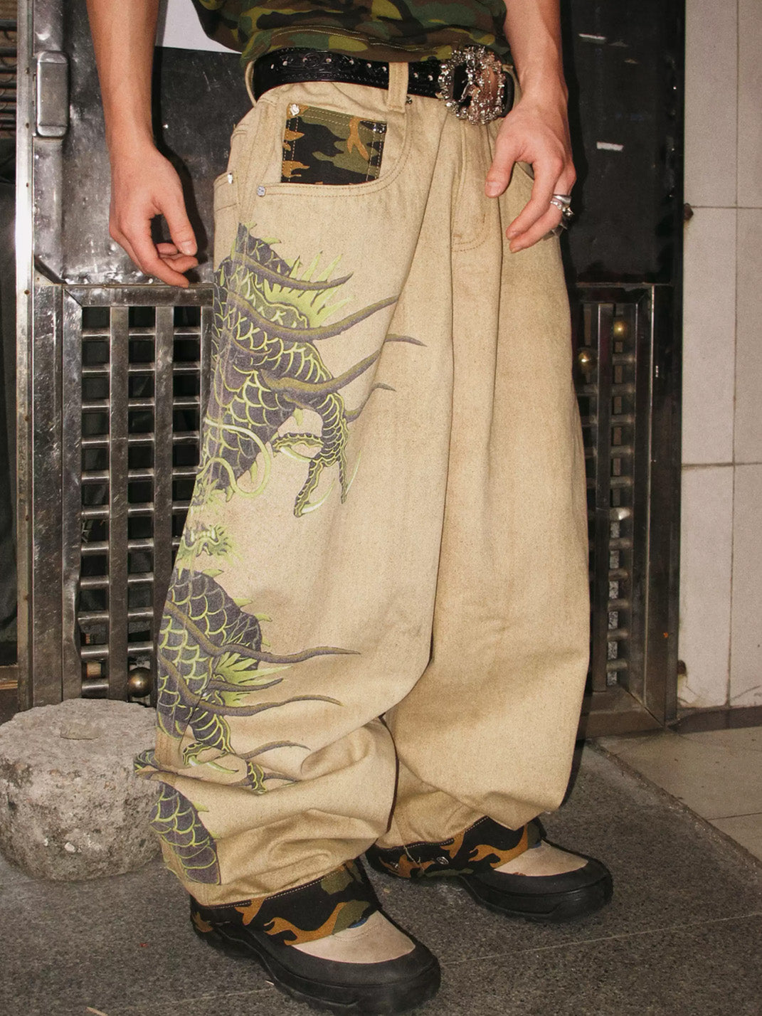 Game one 26FW Camouflage Dragon Wide-Leg Jeans - view 4