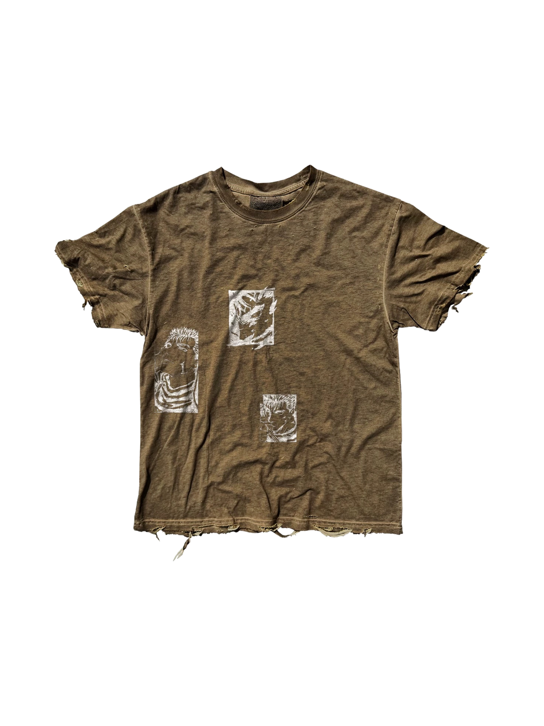 SHIBU Unisex Vintage Distressed Punk Short-Sleeve Tee - Copper