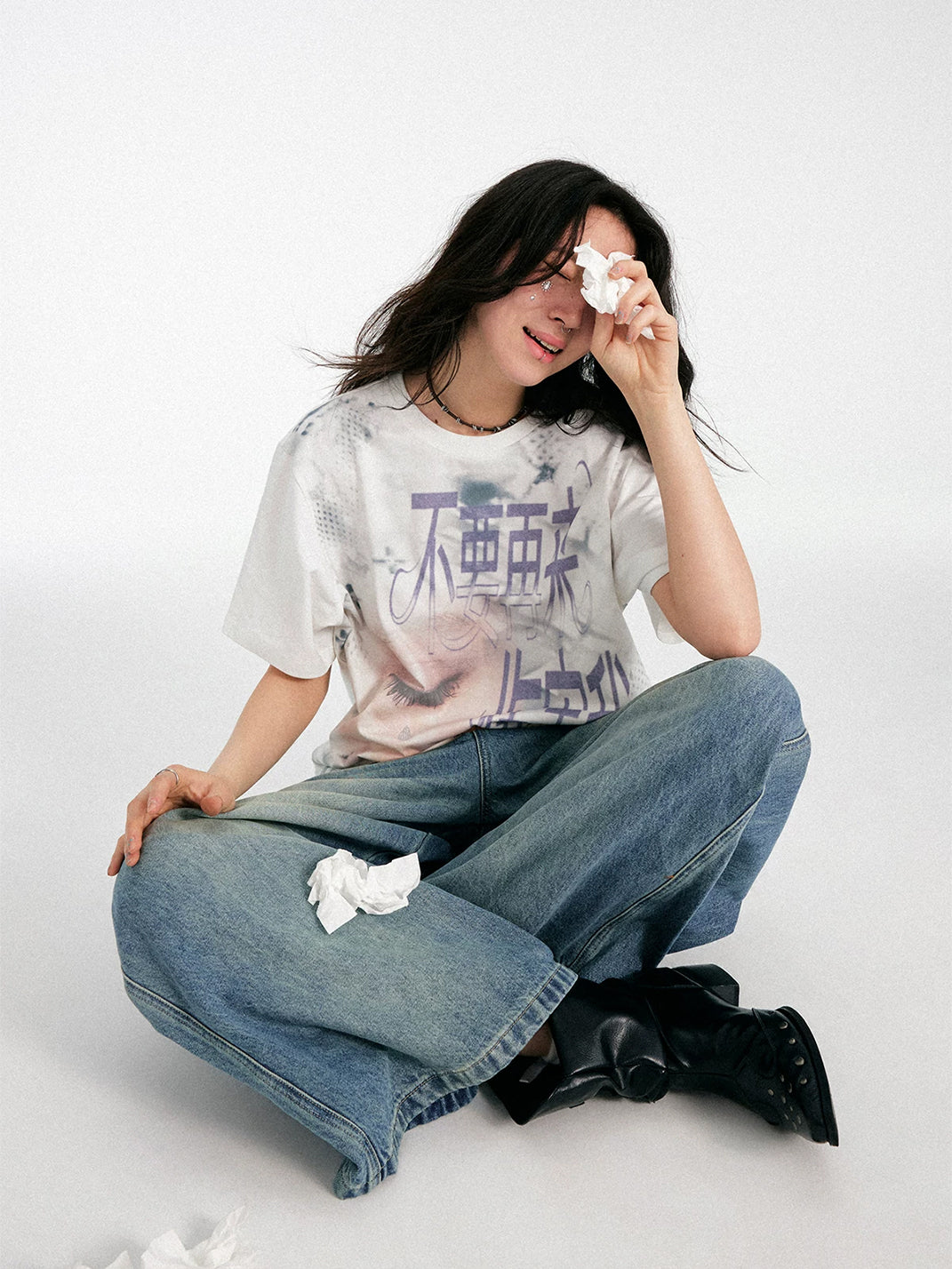 WM Relaxed Fit Rhinestone Graphic T-Shirt - view 5