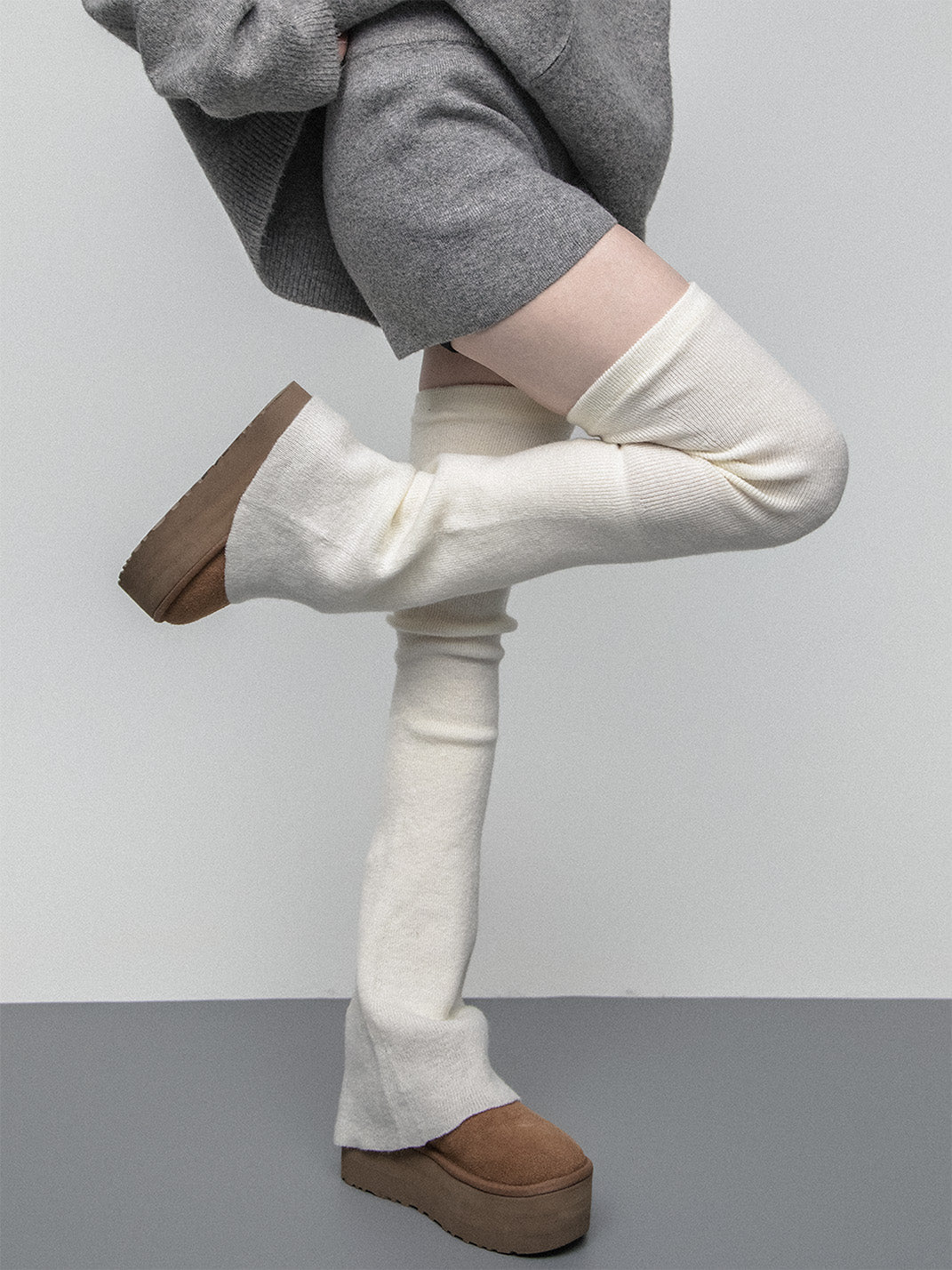 SS2L Cozy Stretch Knit Flared Thigh High Leg Warmers - view 5