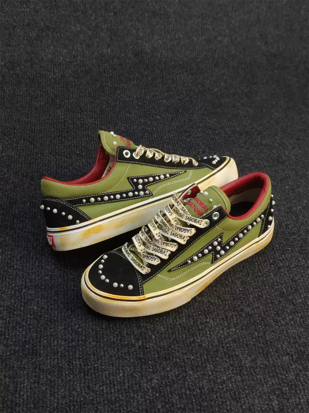 ZDZZFT Distressed Lightning Studded Low Top Skate Sneakers - view 5