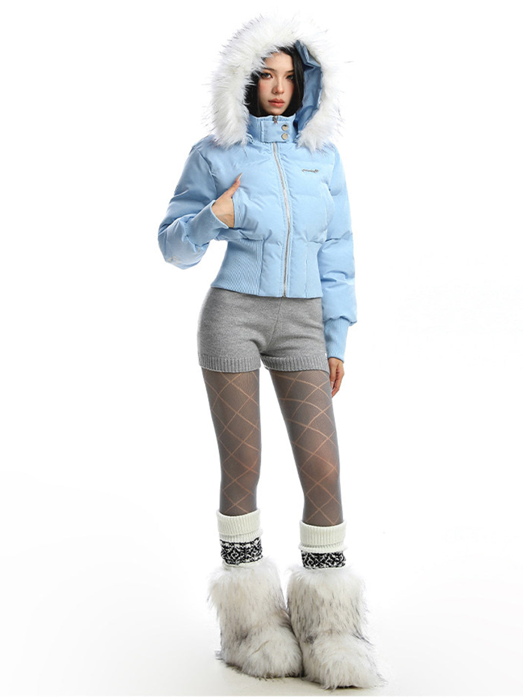 BIGGOLD Removable Fur-Collar Hooded Cotton-Padded Jacket - view 5