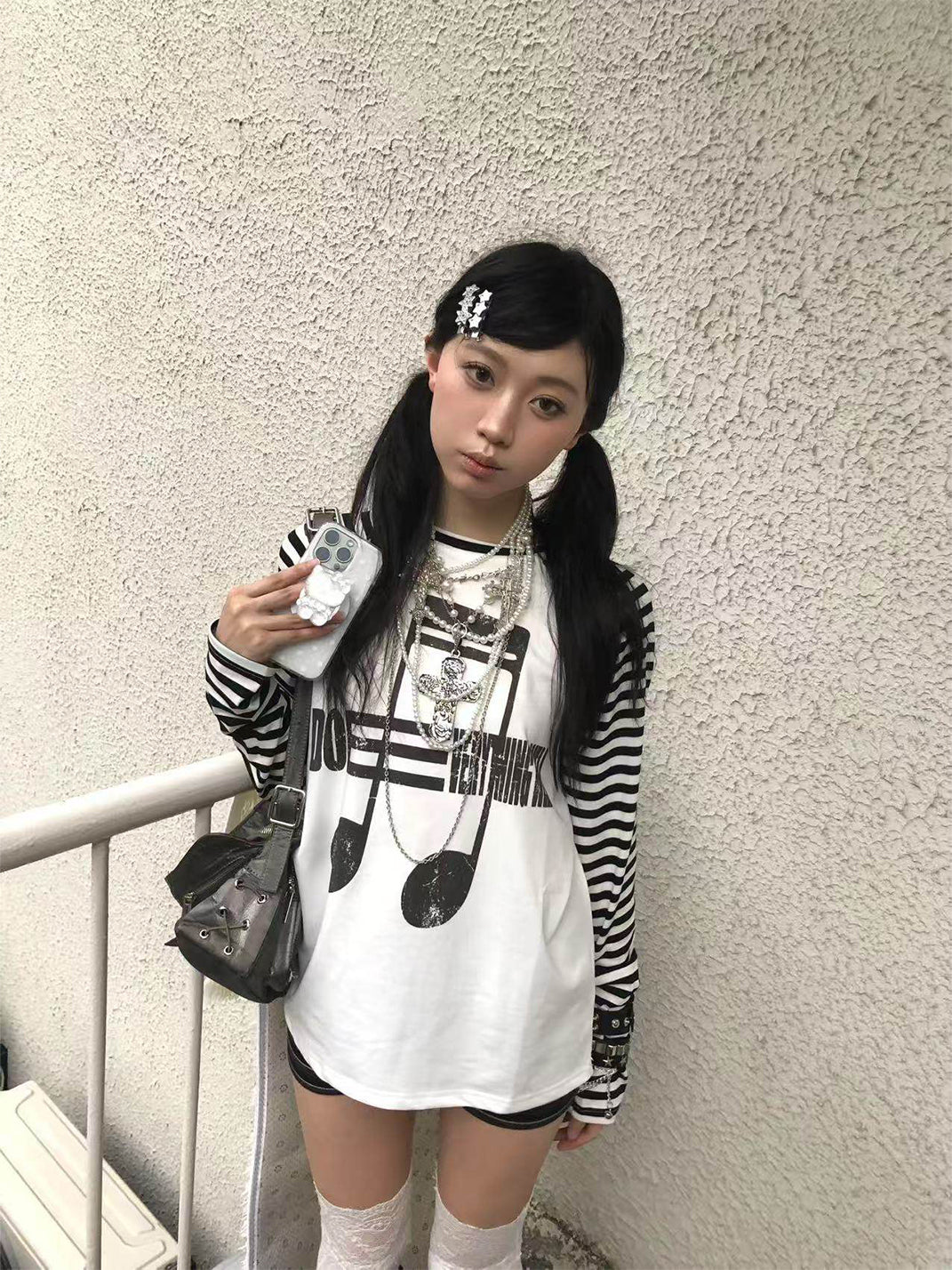 DETW Musical Note Striped Raglan-Sleeve Tee - view 5