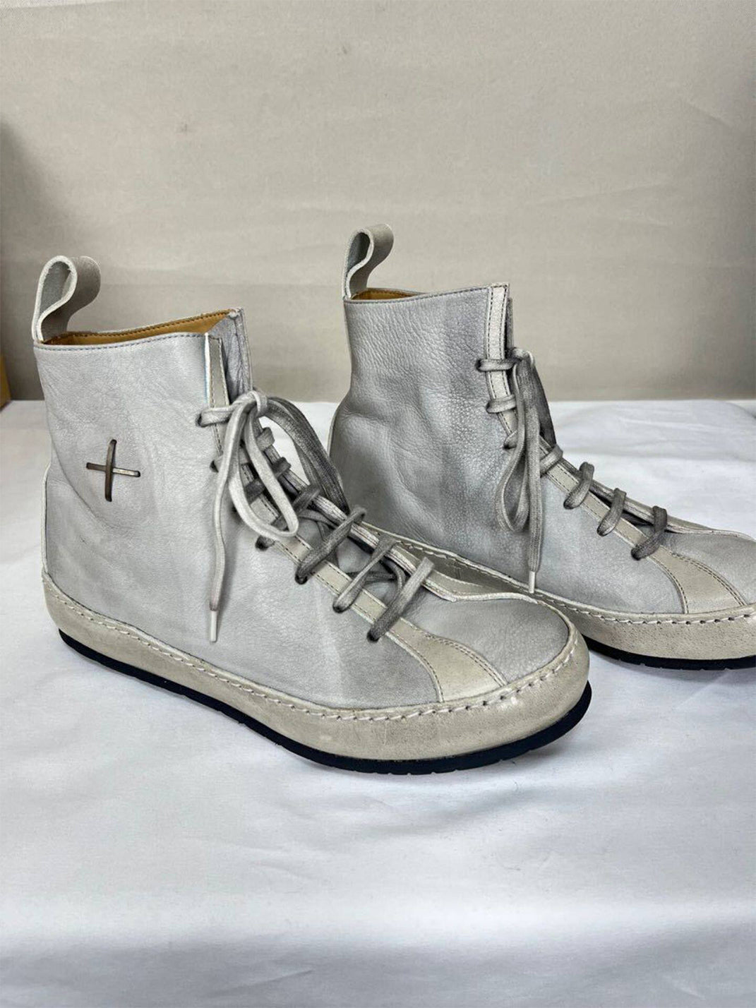 DLM Genuine Leather Distressed Pointed Toe Lace-Up Boots - view 5