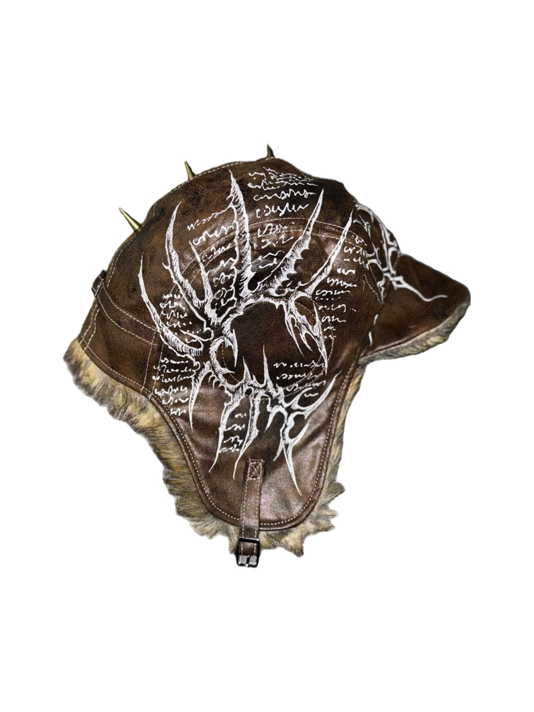 Carol's here Spike-Accented Patterned Leather Earflap Hat - view 5