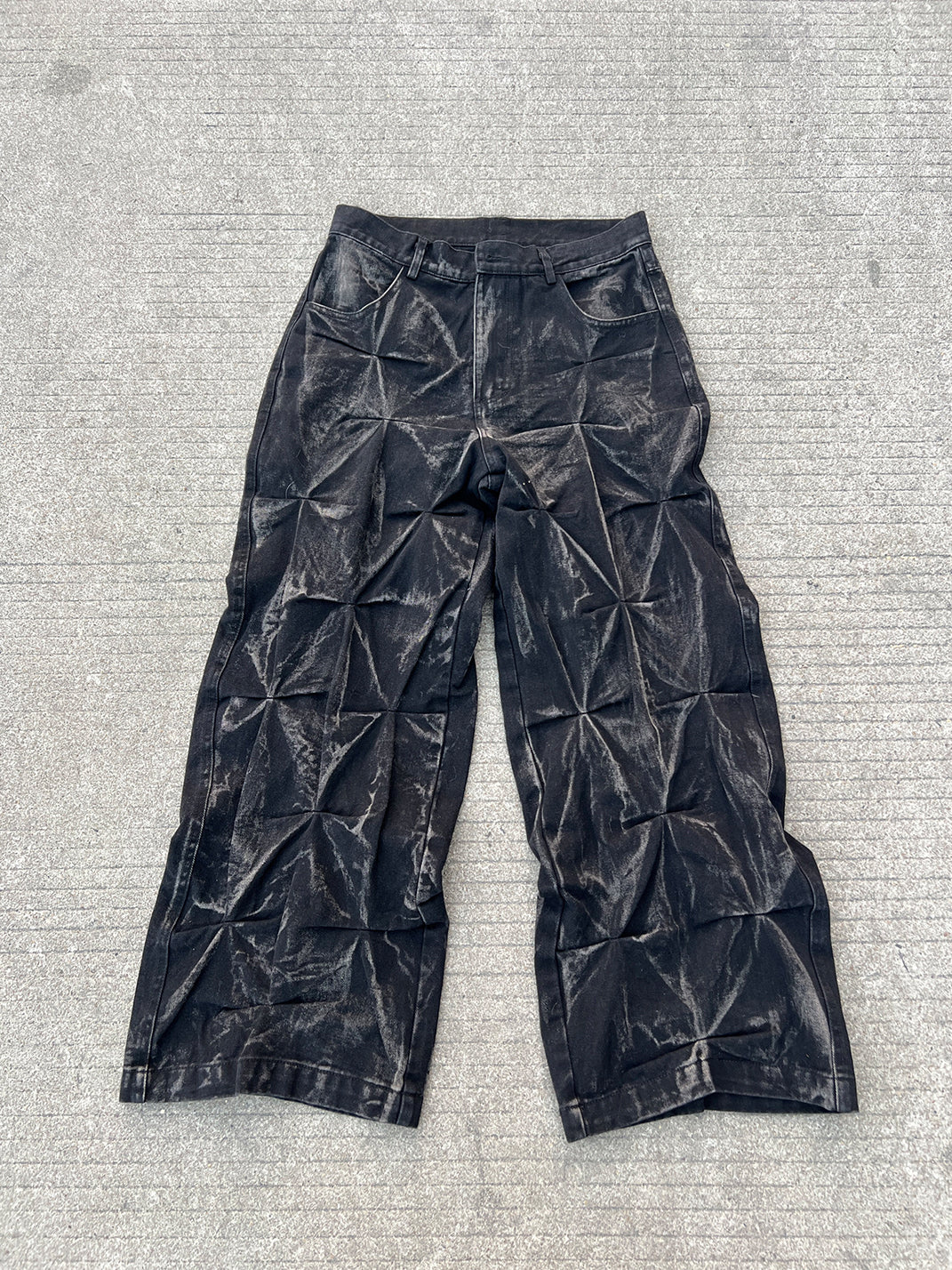YIZILINGF Pintuck Waxed Jeans - view 5