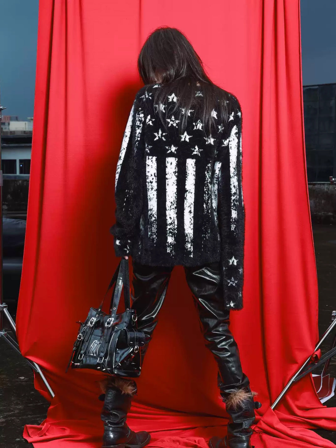 DETW Distressed Stars And Stripes Knit Crewneck Sweater - view 5