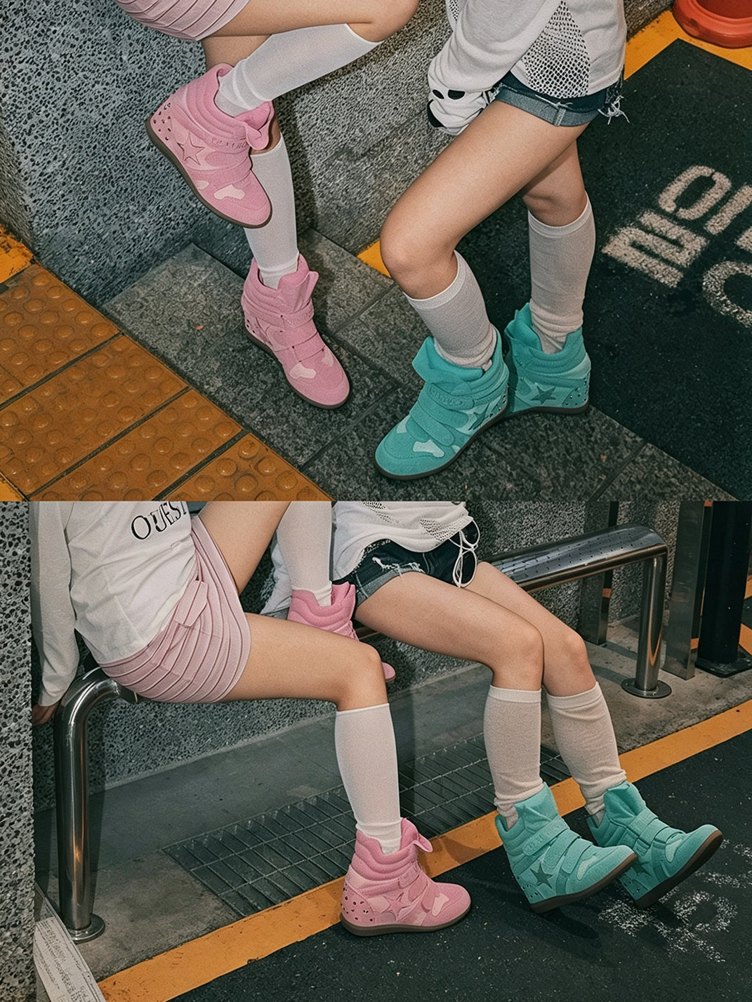 DETW Retro High-Top Platform Wedge Trainers - view 5