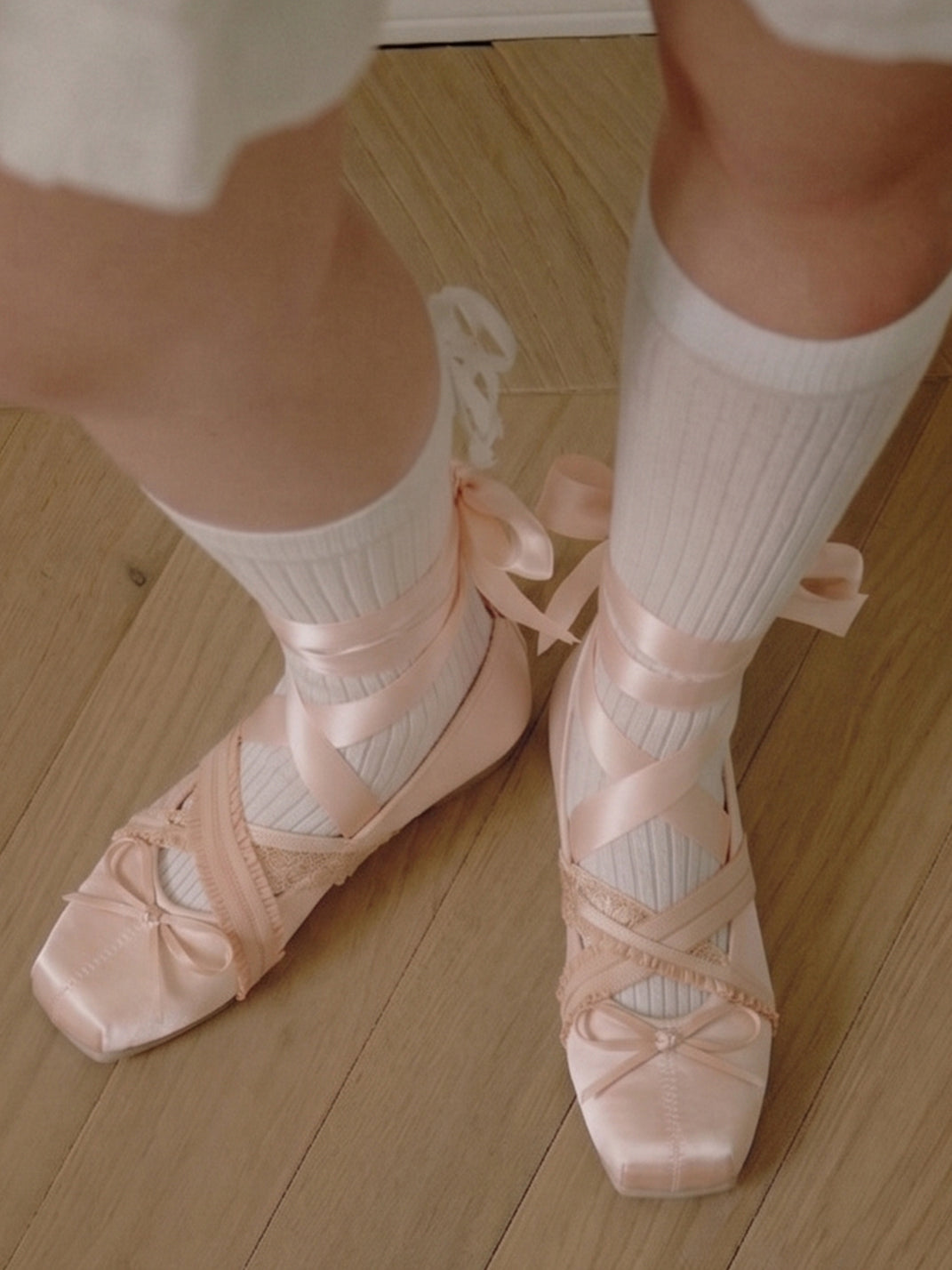 PIU astratto Bow Square Toe Lace-Up Ballet Flats - view 5