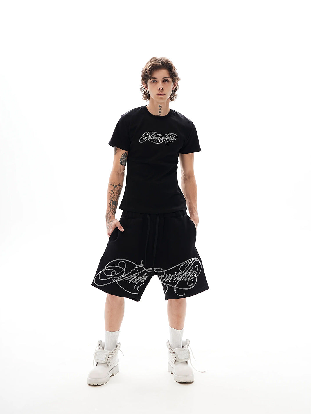 KARMANISTIC Rhinestone Emblem Slim Fit T-Shirt - view 5