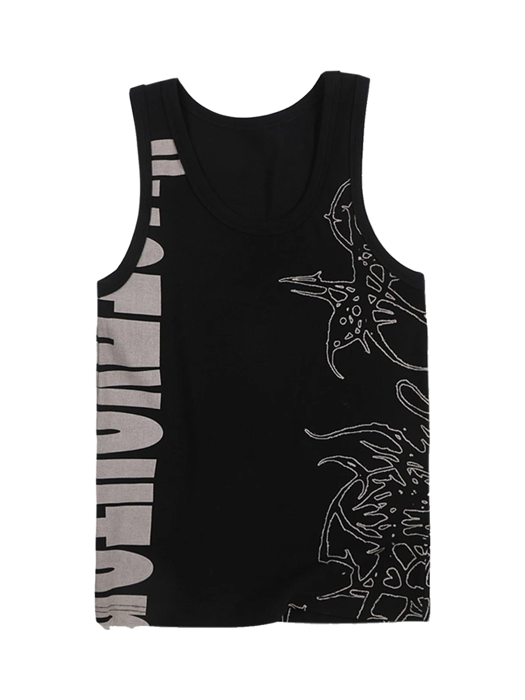 WHISTLEHUNTER Graphic Ribbed Slim-Fit Sleeveless Tank Top - Black