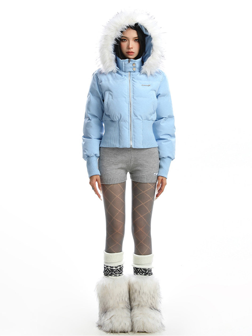 BIGGOLD Removable Fur-Collar Hooded Cotton-Padded Jacket - view 6