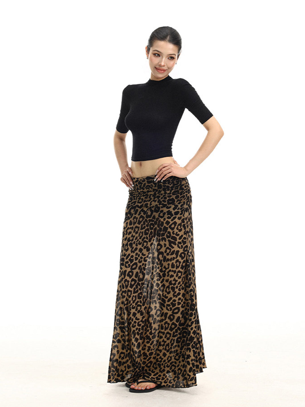 BIGGOLD Low-Waist Leopard Print Midi Skirt - view 6