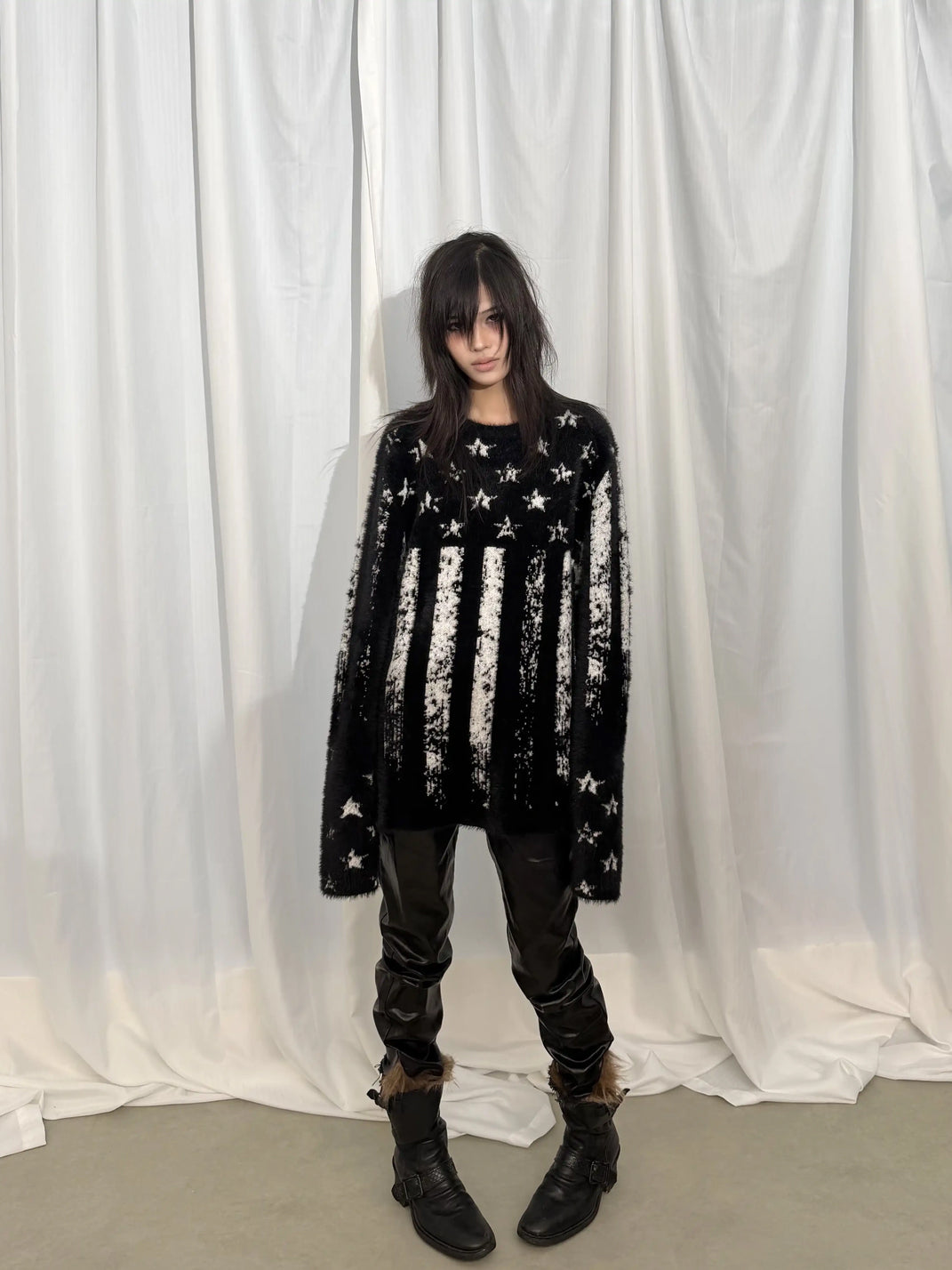 DETW Distressed Stars And Stripes Knit Crewneck Sweater - view 6