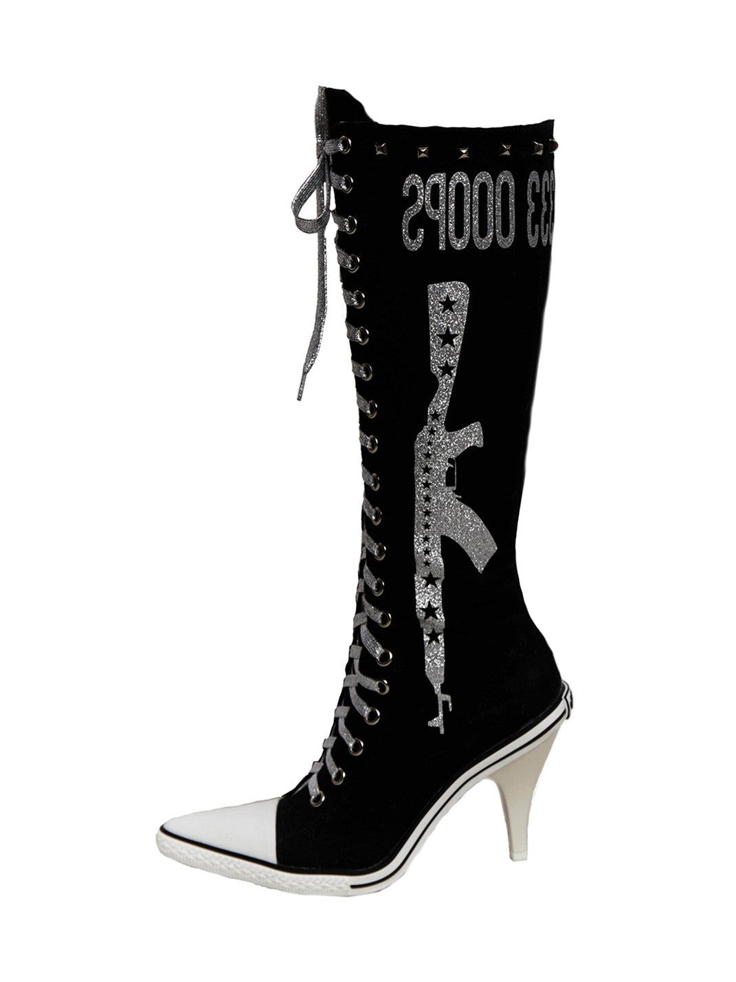 Ooops333 Pistol-Print Studded High-Heeled Boots - view 6