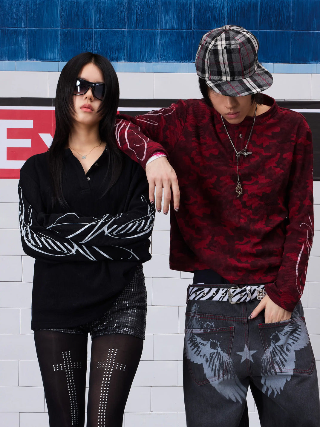 NumbAsia Waffle Henley Easy-Fit Long Sleeve T-Shirt - Black