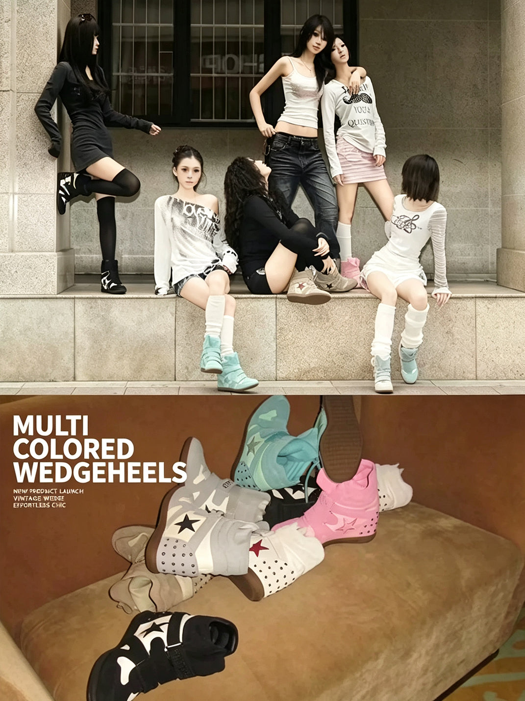 DETW Retro High-Top Platform Wedge Trainers - view 6