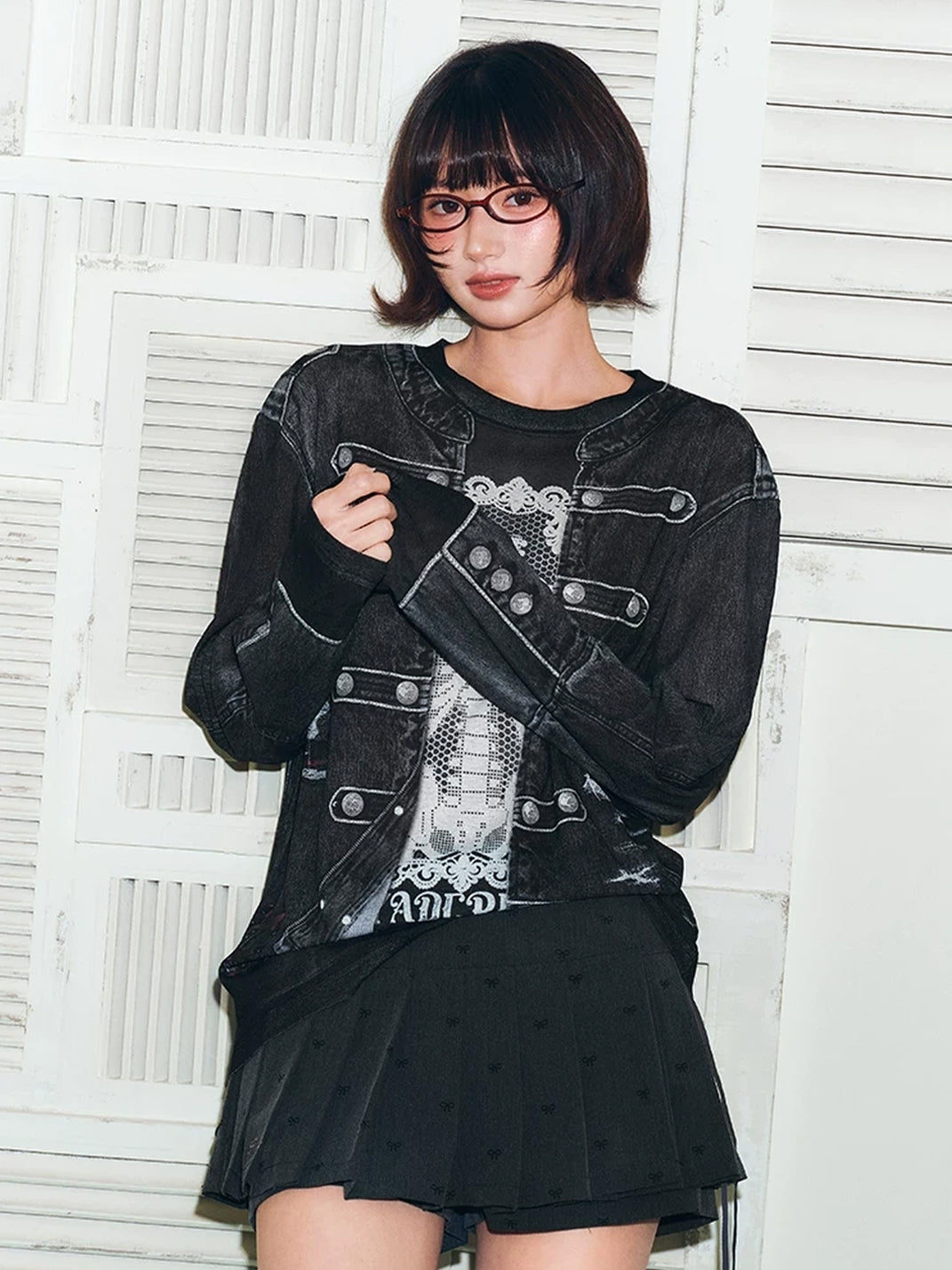 YADcrew 3D Layered Napoleon Jacket Graphic Long Sleeve T-Shirt - view 6
