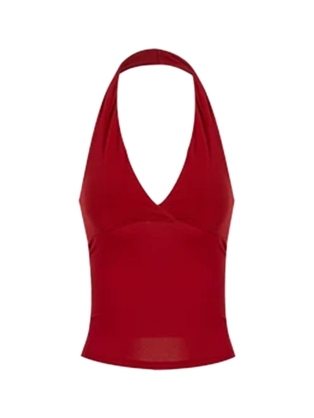 Anna aneae Halter V-Neck Cropped Tank Top - Red