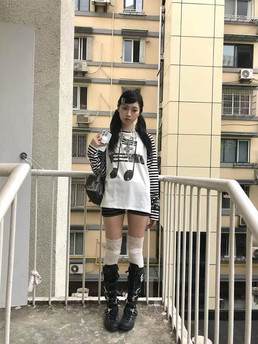 DETW Musical Note Striped Raglan-Sleeve Tee - view 6