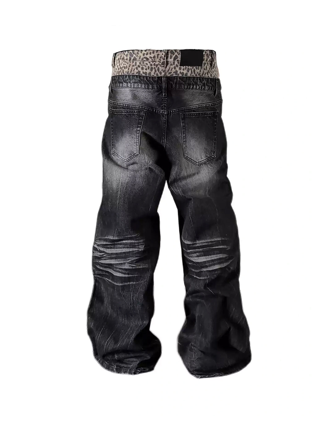 NumbAsia Leopard-Trim Washed Baggy Jeans - view 6