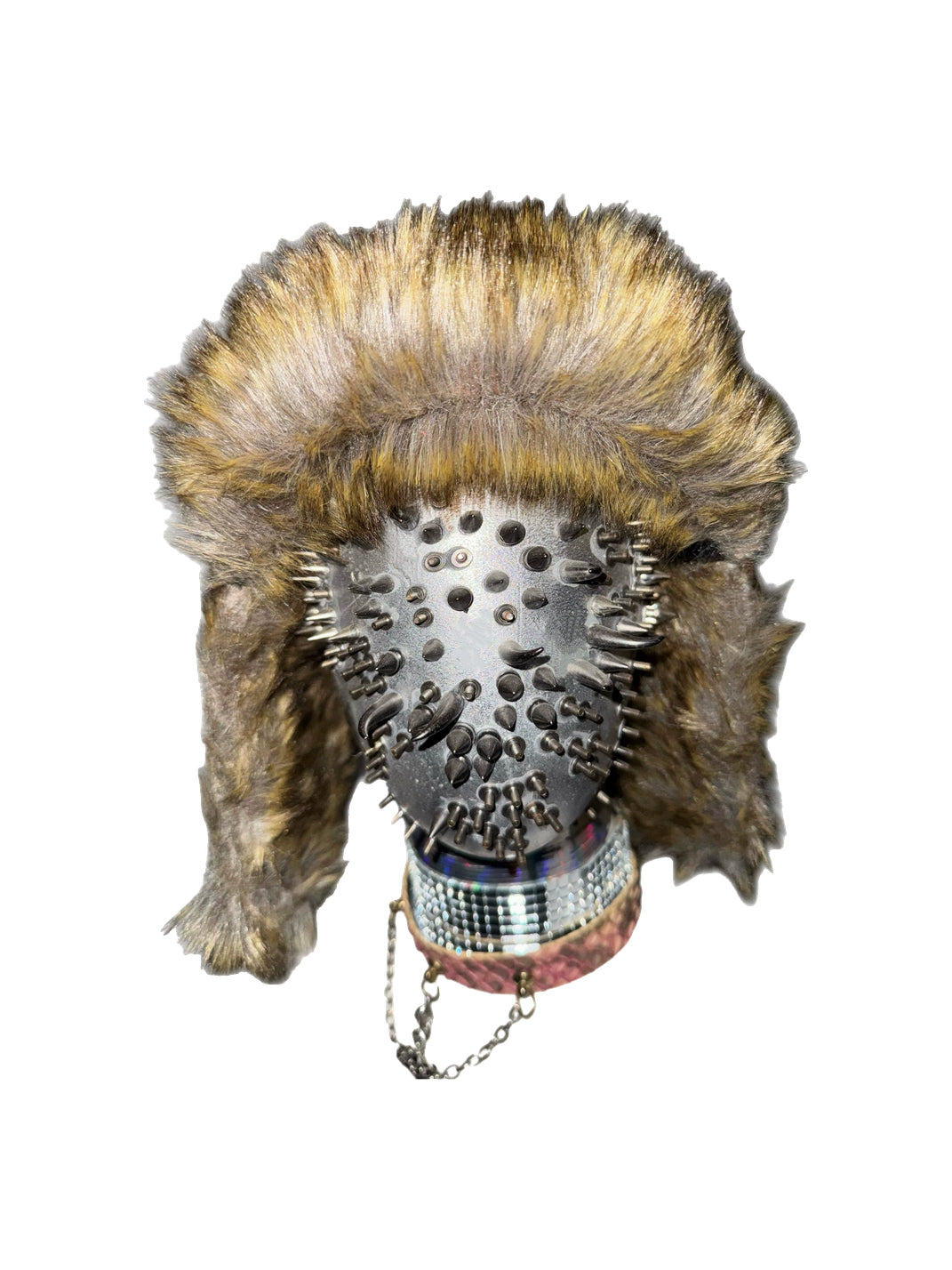 Carol's here Spike-Accented Patterned Leather Earflap Hat - view 6