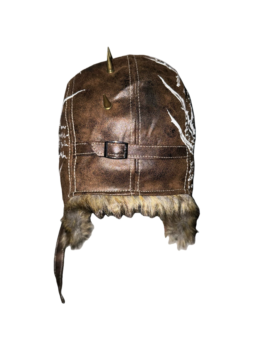 Carol's here Spike-Accented Patterned Leather Earflap Hat - view 7