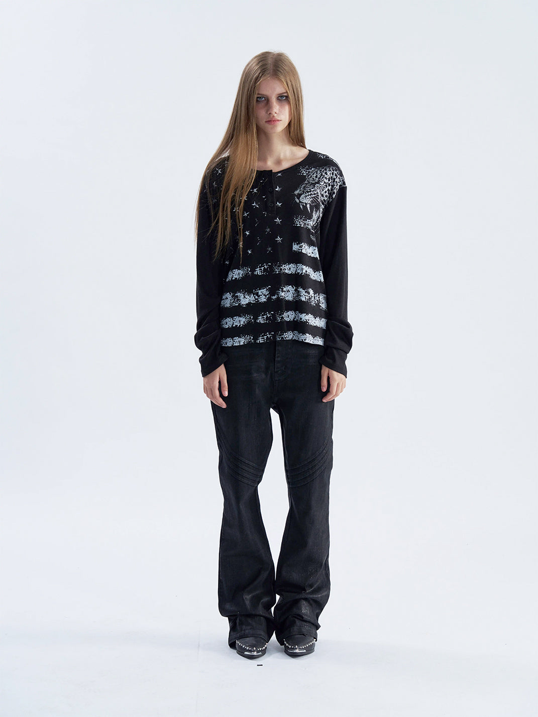 PAIKI Vintage Leopard Henley Long Sleeve Shirt - view 7