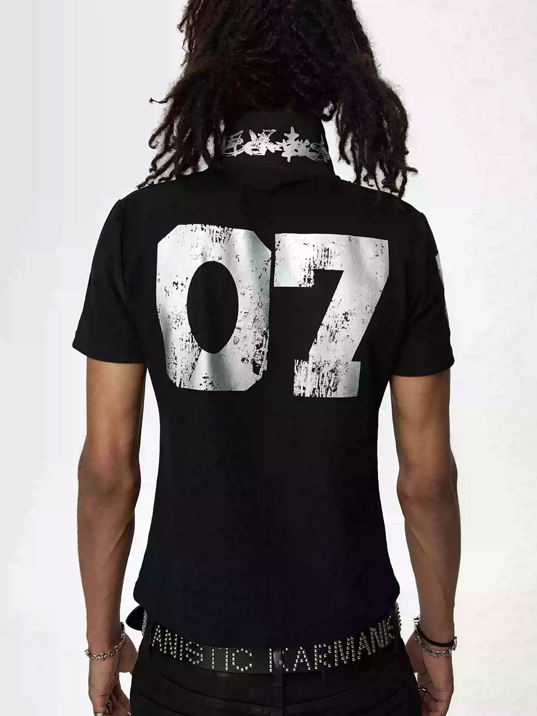 KARMANISTIC Retro Letter Print Polo Shirt - view 7