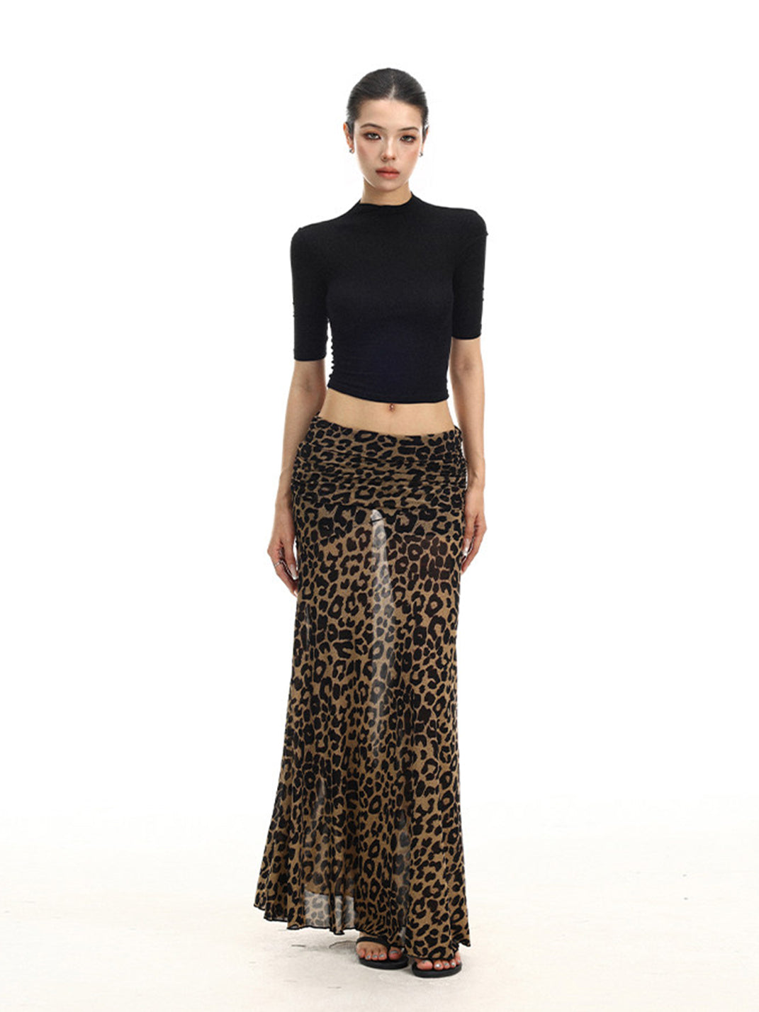 BIGGOLD Low-Waist Leopard Print Midi Skirt - view 7