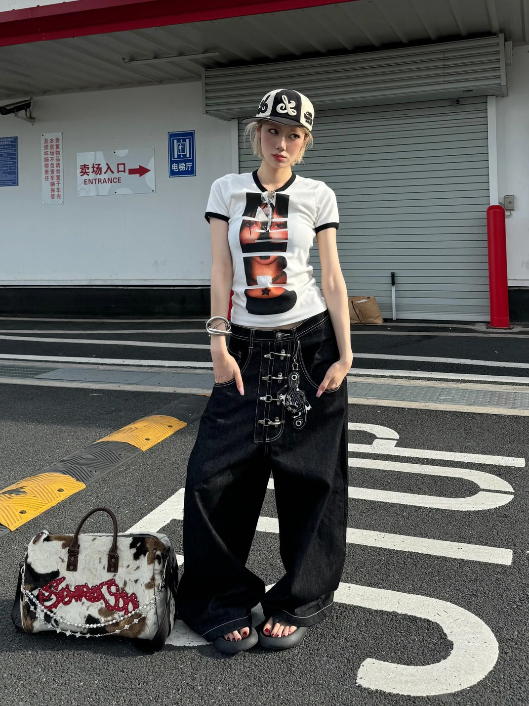 SevenJss Large Cow Print Travel Weekender Bag - view 7