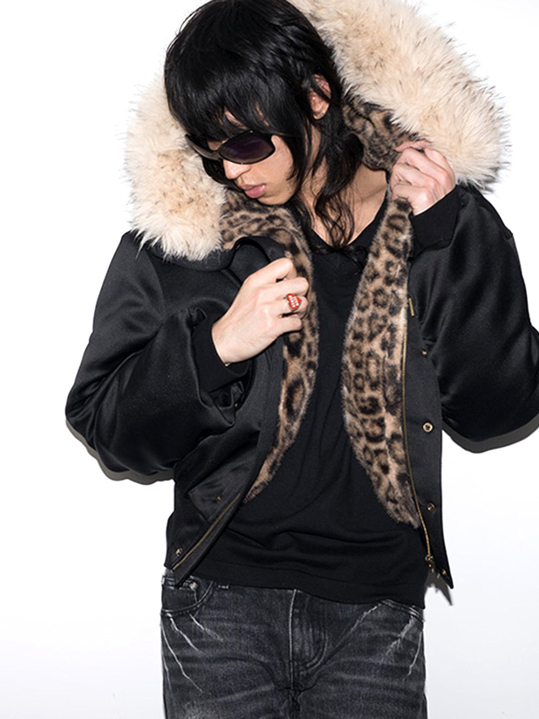 noEmosen Leopard Print Hooded Jacket With Plush Collar - view 7