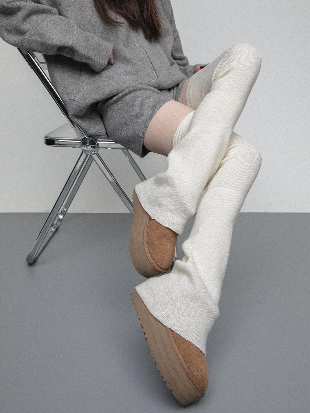 SS2L Cozy Stretch Knit Flared Thigh High Leg Warmers - view 7