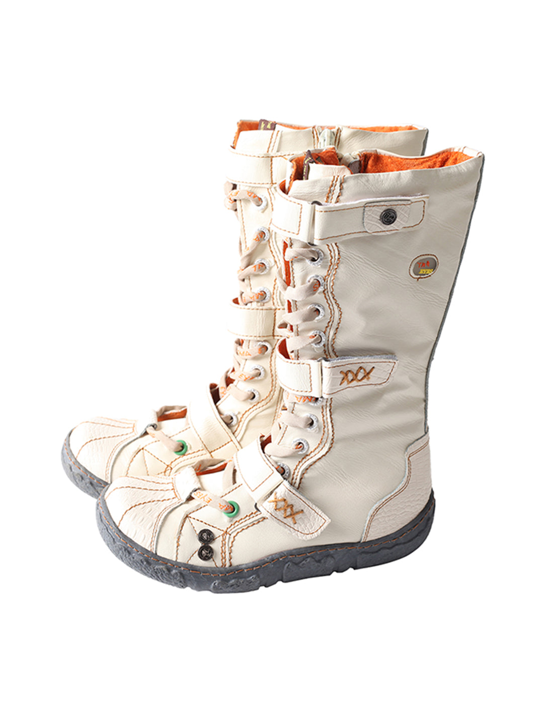 TMA EYES Y2K Washed PU Leather Lace-Up Boots - view 7