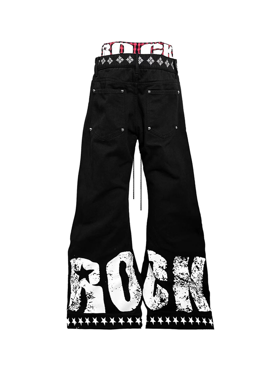 DETW Drawstring Lace-Up Color-Blocked Curved Jeans - view 7