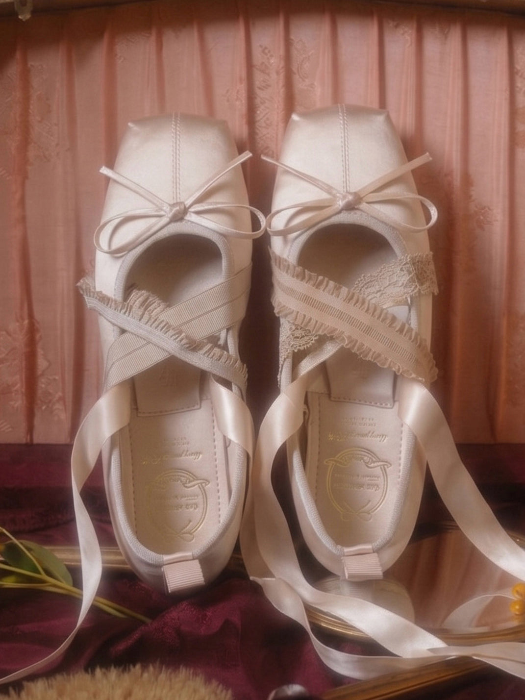 PIU astratto Bow Square Toe Lace-Up Ballet Flats - view 7
