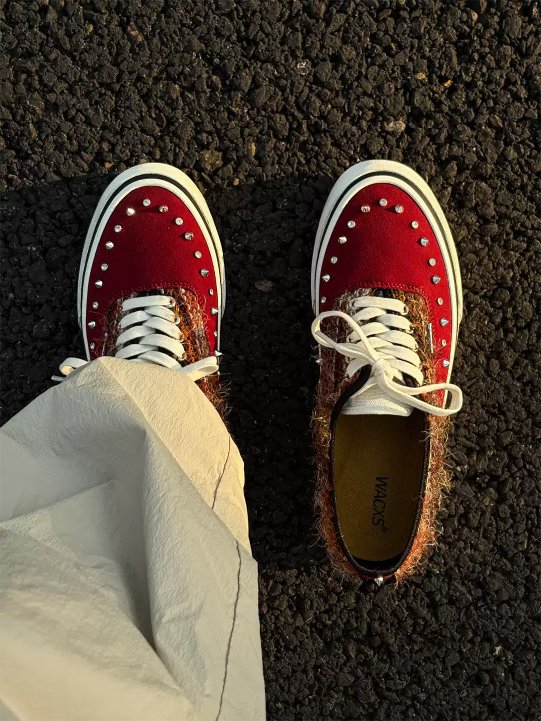 ZDZZFT Studded Rhinestone Reddish Brown Low-Top Sneakers - view 7
