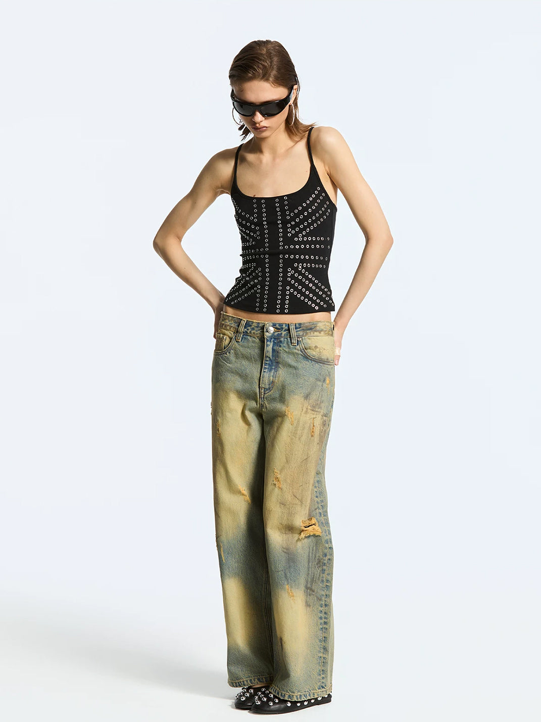 Latelylab Eyelet Fitted Strappy Tank Top - view 7