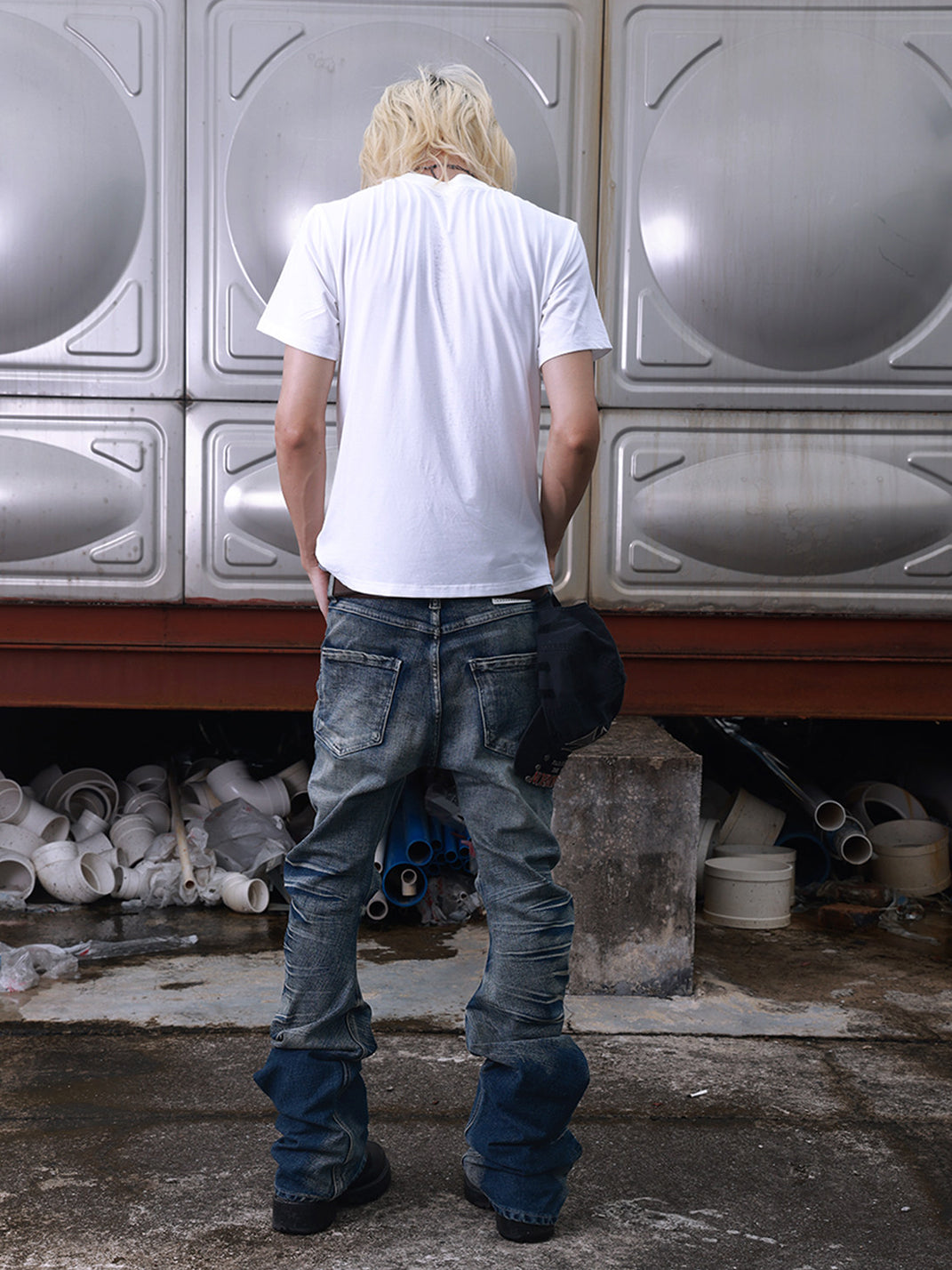noEmosen Cracked 3D Curved Edge Misty Jeans - view 8