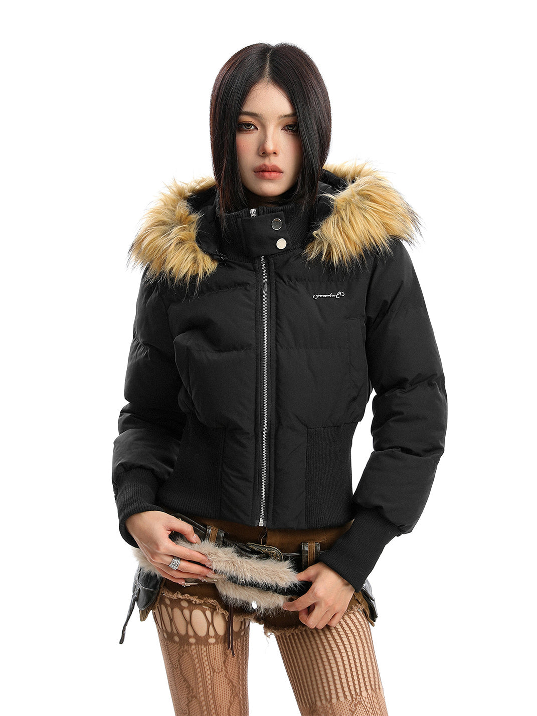 BIGGOLD Removable Fur-Collar Hooded Cotton-Padded Jacket - view 8