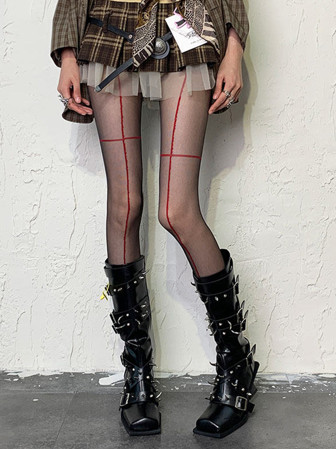 Bokior Y2K Cross-Pattern Pantyhose - view 8