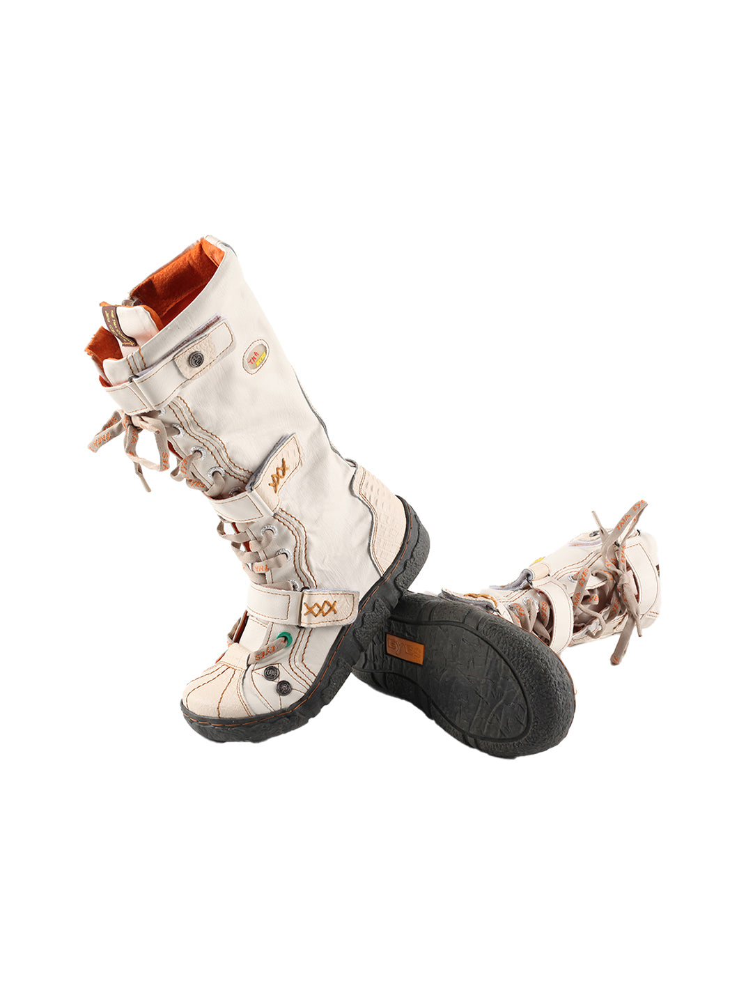 TMA EYES Y2K Washed PU Leather Lace-Up Boots - view 8