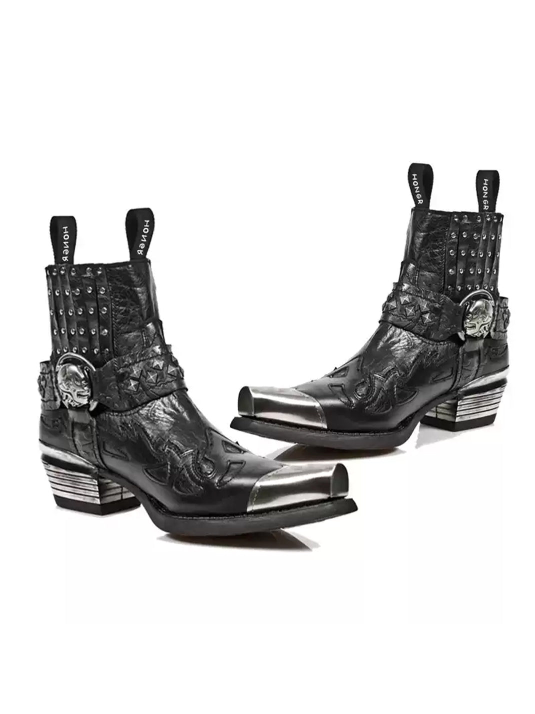 JiangGe Pointed Toe Studded Chelsea Ankle Boots - view 8