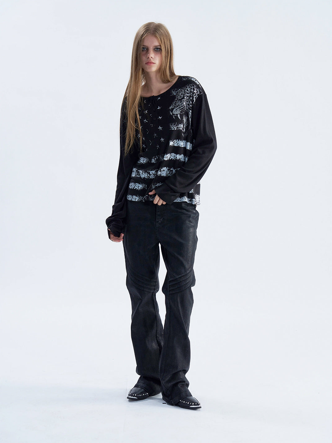 PAIKI Vintage Leopard Henley Long Sleeve Shirt - view 8