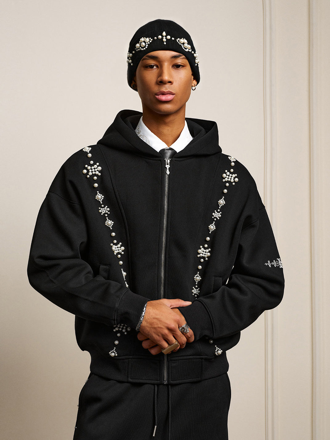 YADcrew Pearl-Studded Knitted Beanie - view 8