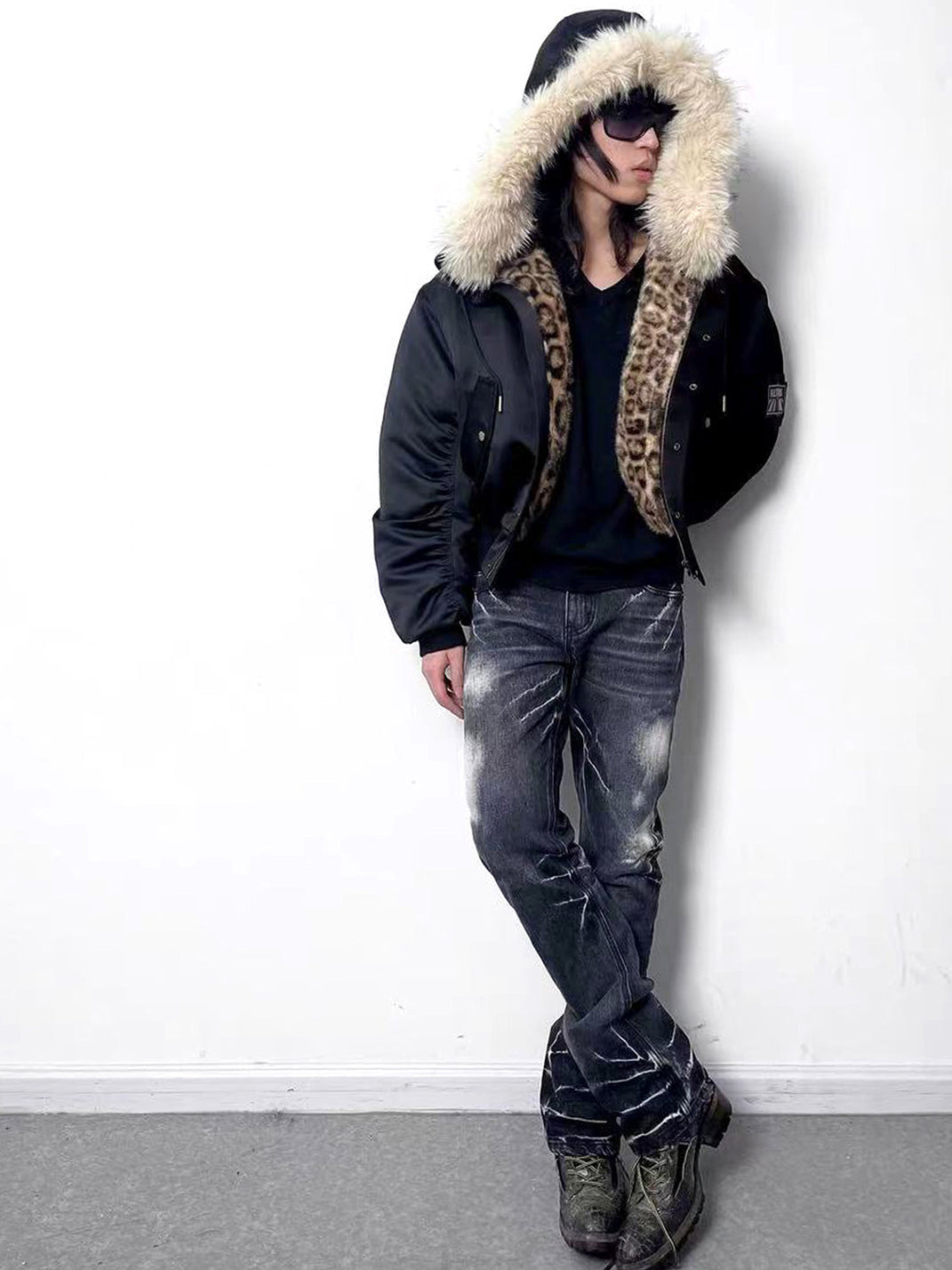 noEmosen Leopard Print Hooded Jacket With Plush Collar - view 8